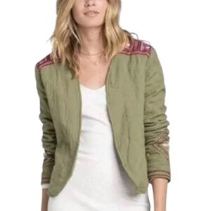 Vintage Billabong Womens Boho Green East of West Crop Quilted Jacket Large